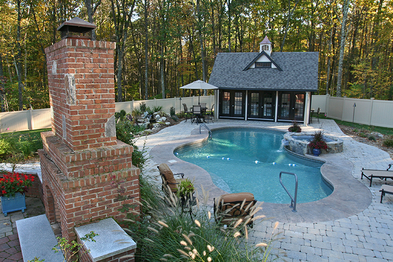 Swimming pool and stamped concrete project example 181